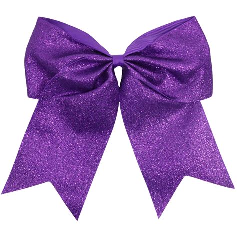 Purple Glitter Cheer Bow For Girls 7 Large Hair Bows With Ponytail Ho