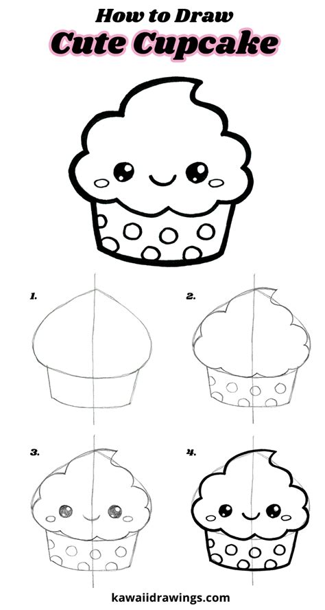 How To Draw A Cute Cupcake Easy Drawing Tutorial Step By Step Kawaii