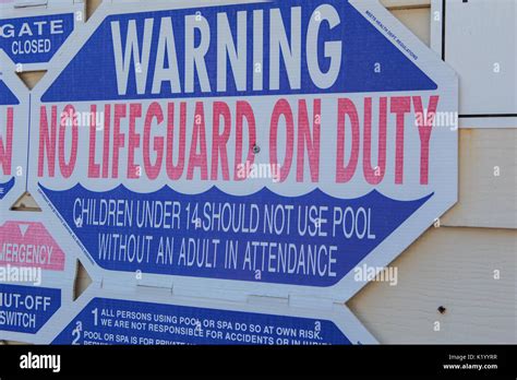 Swimming Poolside Warning Rules And Safety Signs And Notices For