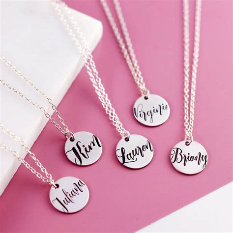 sterling silver engraved name necklace by jands jewellery