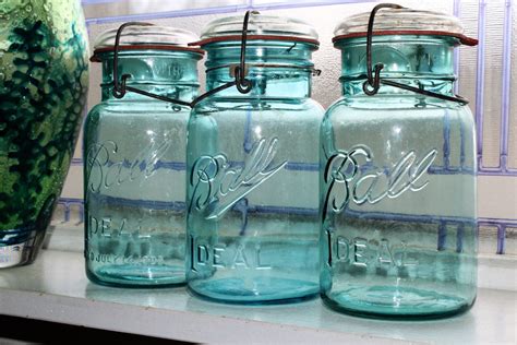 3 Vintage Blue Ball Ideal Mason Jars Quarts 1923 To 1933