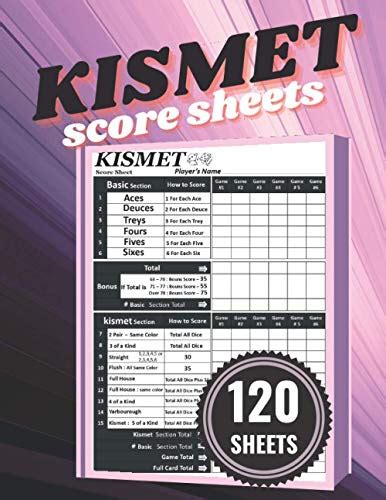 Kismet Score Sheets 120 Kismet Dice Game Score Pads Kismet Scoring