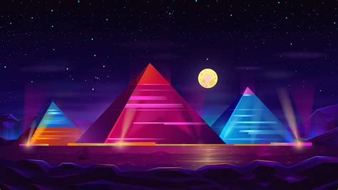 Pyramid Colorful Neon 4k Hd Artist 4k Wallpapers Images