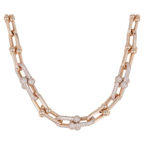 Tiffany And Co Hardwear Graduated Link Necklace In 18k Rose Gold W Pavé Diamonds At 1stdibs