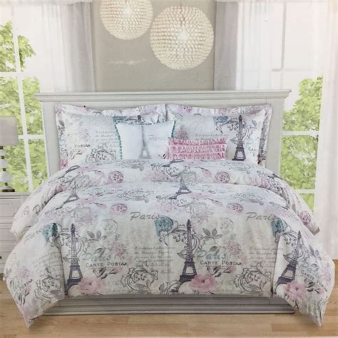 My favorite colors are pink and purple and i love paris its so amazing i ordered this for my early birthday present i am turning 21 on april 23rd i highly. 2pc Paris TWIN Duvet Pillow Sham Set Eiffel Tower Floral ...