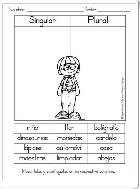 Singular Y Plural Ficha De Lengua Española De Primaria