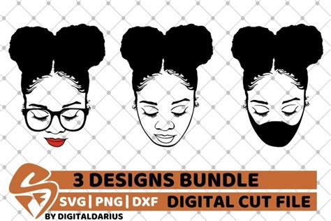 Messy Bun Designs Bundle Svg Afro Puffs Svg Black Woman