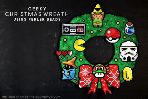8 Bit Geekery Perler Bead Wreath Diy Christmas Perler Beads Diy Perler
