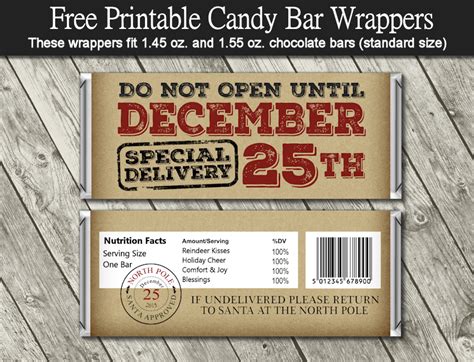 Free printable candy bar wrappers especially for easter. DIY Free Printable Cartoon Christmas Tags