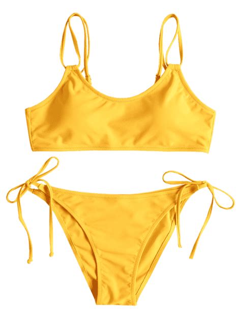 dual straps tie side bikini set bright yellow bikini set bikinis my xxx hot girl