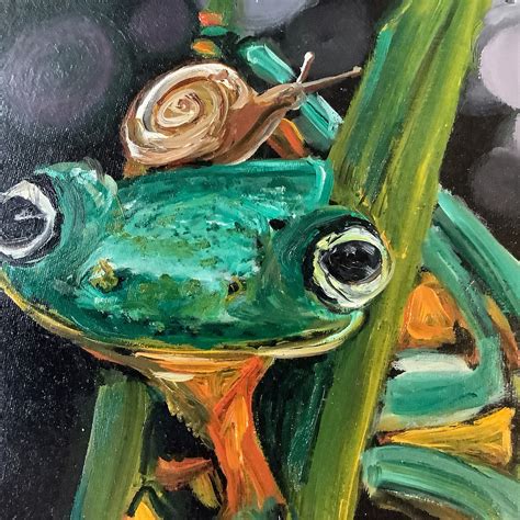 Frog Painting Canvas Frog Original Artwork Funny Pictures For Etsy