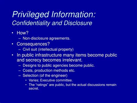 Ppt Privileged Information Confidentiality And Disclosure Powerpoint