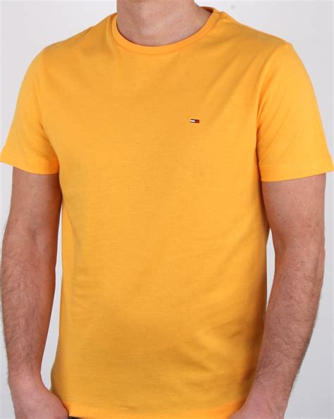 Tommy Hilfiger Cotton Crew Neck T Shirt Yellow Mens Tee Cotton