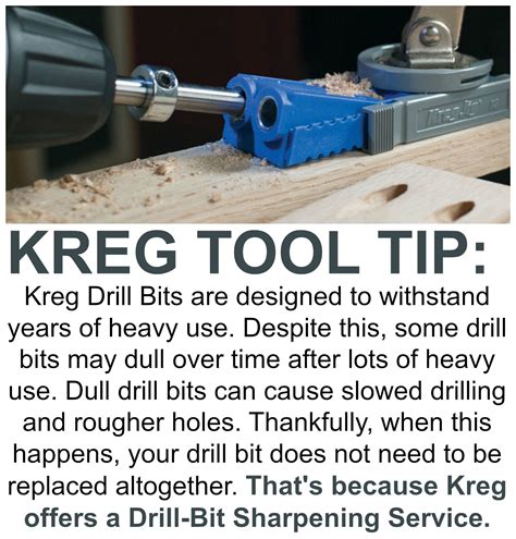 Kreg Tool Tip Avoid Slowed Drilling And Rough Holes Due To Dull Drill