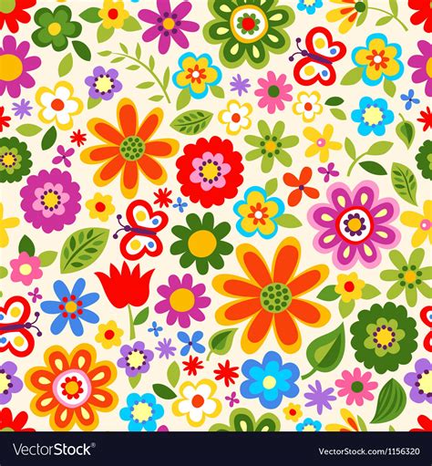 Seamless Flower Colour Pattern Royalty Free Vector Image