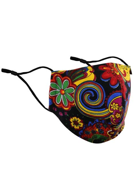 Flower Power Paisley Mask Colorful 60th Floral Print Filter Face Mask