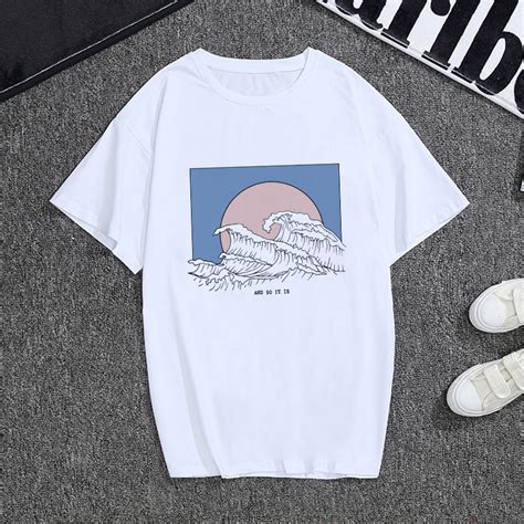 New Fashion T Shirts For Women Summer Short Sleeve Great Wave Aesthetic