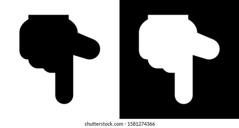 Finger Pointing Down Glyph Icon White Stock Vector Royalty Free