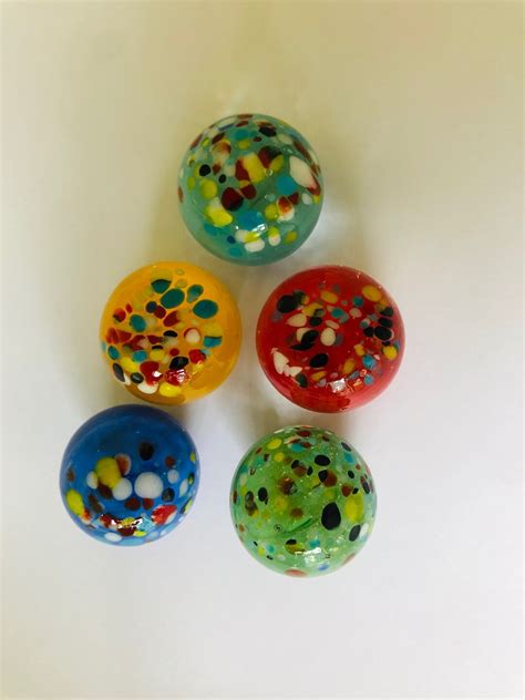 5 X Hand Made Confetti Glass Marbles 25mm Etsy