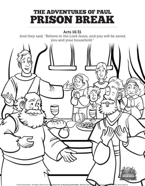 Acts Prison Break Sunday School Coloring Pages Sharefaith Media