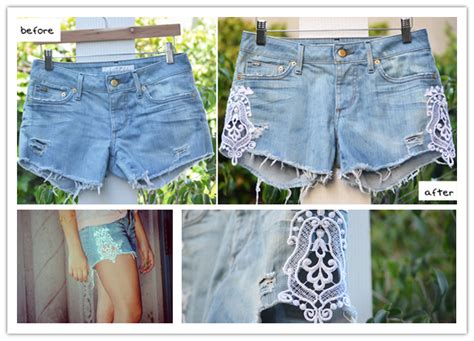 How To Make Cute Denim Shorts With Lace From Old Jeans Step By Step Diy