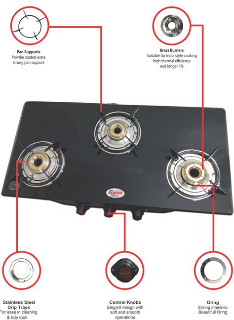 Ensure that cylinder valve/tap and stove taps are completely turned off. 3 burner gas stove black glass 3 Burner Manual Gas Stove ...