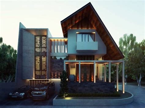Desain Rumah Lantai Minimalis Tropis Modern Fasade Depan Lantai N