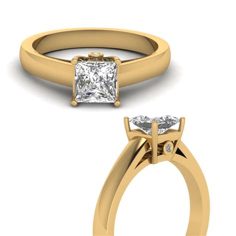 Half Carat Diamond Accented Prong Engagement Ring In 14k Yellow Gold