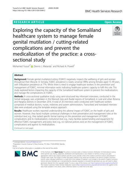 Exploring The Capacity Of The Somaliland Healthcare System To Manage Female Pdf Female