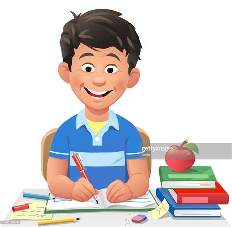 Boy Doing Homework High Res Vector Graphic Getty Images