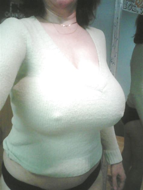 White Sweater Pokies Hard Nipples Luscious
