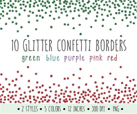 Glitter Confetti Borders Clip Art Glitter Borders And Frames Etsy