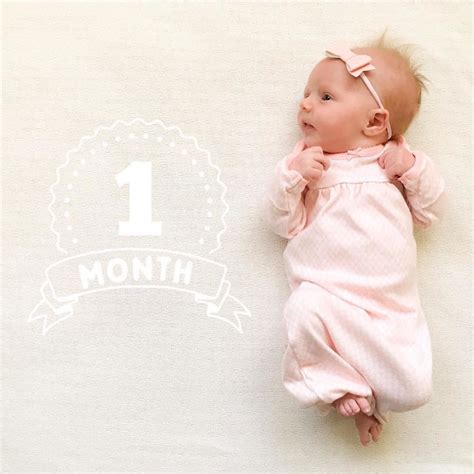 Happy 1 Month Old Baby Message Vector Baby Milestone Card For Girl Or