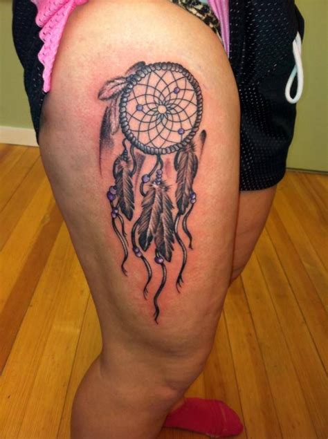 Dreamcatcher Thigh Tattoo Designs Ideas And Meaning