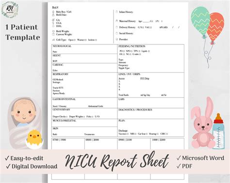 Nicu Report Sheet Baby Nurse Brain Neonatal Nursing Etsy Ireland