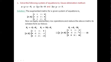 Metodo Di Eliminazione Di Gauss - Gauss Elimination Method - YouTube