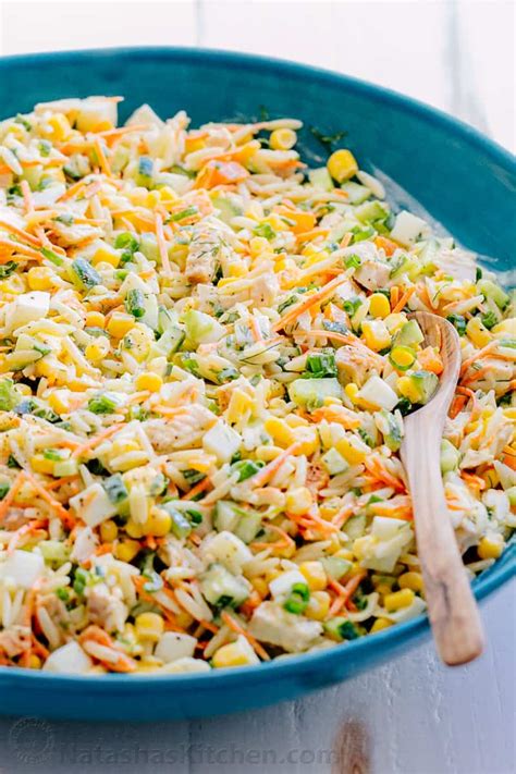 Find an easy pasta salad recipe for your picnic or potluck. Chicken Pasta Salad Recipe - NatashasKitchen.com