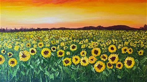 And Still Working With My Sunflowers Field Acrylics Painting