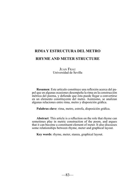 Pdf Rima Y Estructura Del Metro