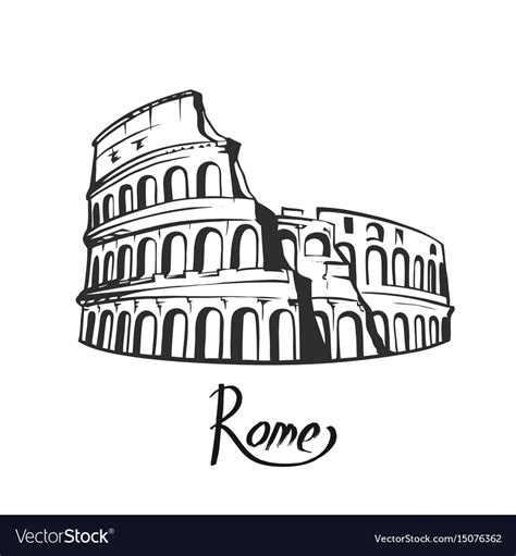 Rome Colosseum Black White Royalty Free Vector Image