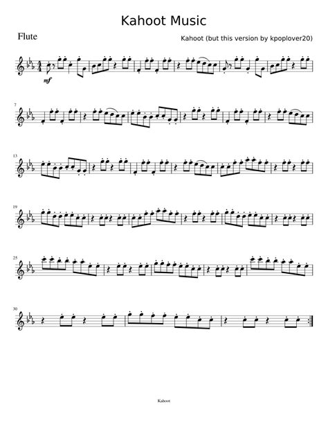 Kahootmusicflute Sheet Music For Flute Solo