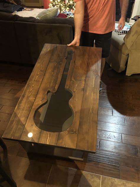 Wanted To Post My Guitar Coffee Table I Just Made 2x4s And A Few 2x6s Total With Glass Top