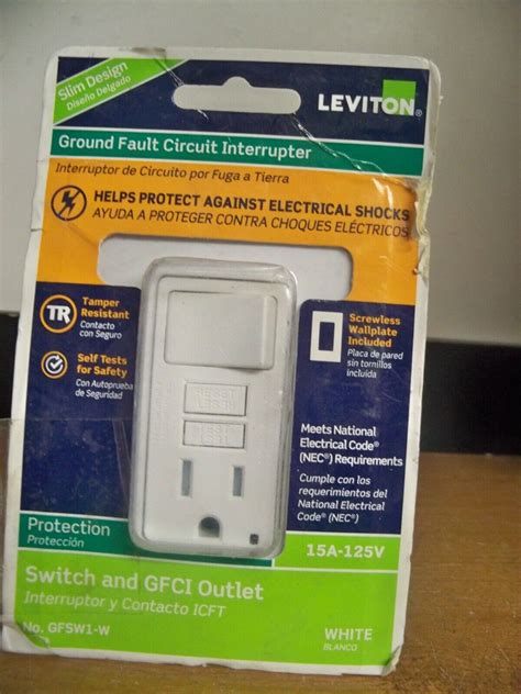 New Leviton Gfsw1 W Tamper Resistant Combo Switch And Gfci Outlet White