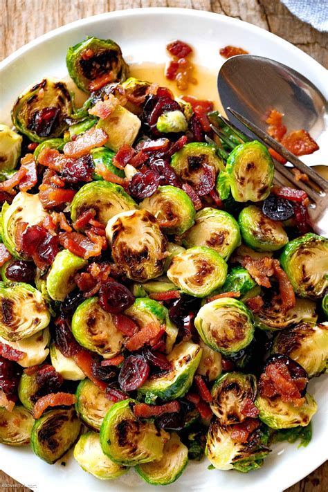Give any one of these thanksgiving brussels sprouts recipes a try and ditch the yams. Roasted Brussels Sprouts with Maple, Bacon and Cranberries ...