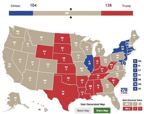 Electoral College Per State Map Map