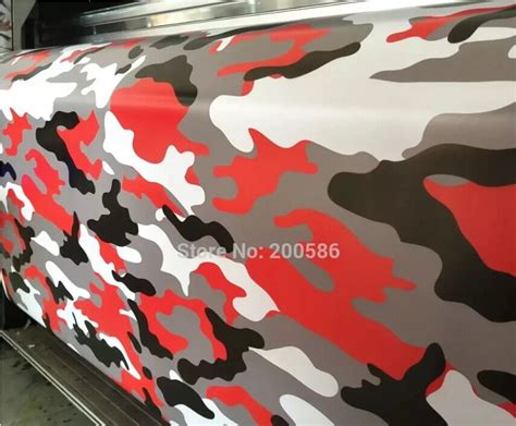 Matte And Glossy Jumbo Red Tiger Camouflage Vinyl Car Wrap Camo Film