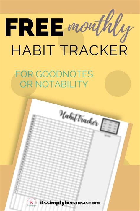 Free Digital Monthly Habit Tracker Grid View For Goodnotes Habit