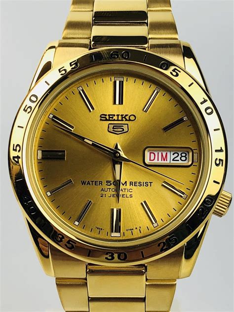 Seiko 5 Automatic Gold Pvd Stainless Steel Mens Watch Snke06k1