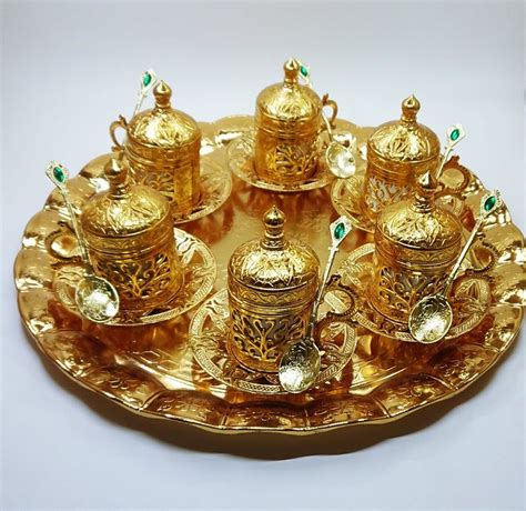 Kitchen Turkish Coffee Set Espresso Cups Tray Traditional Etsy In