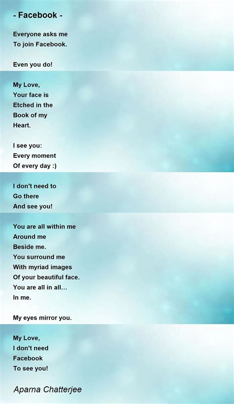 - Facebook - Poem by Aparna Chatterjee - Poem Hunter
